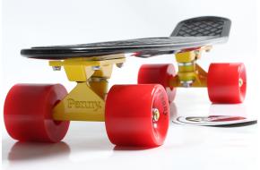 Penny Board Original 22 Черная Дека Красные Колеса с гравировкой-фото
